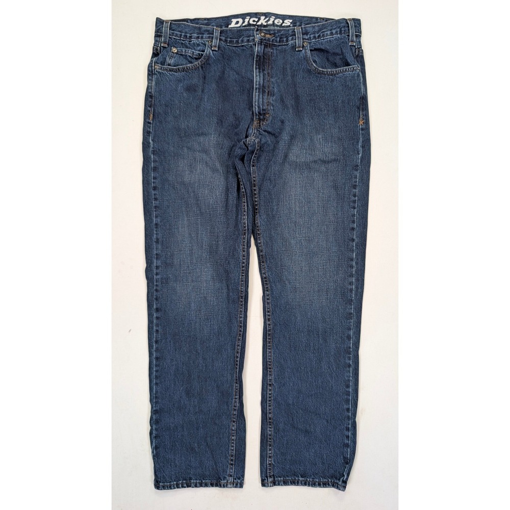 Dickies Mens Straight Leg Jeans 36x32 Medium Wash Blue Denim Work Pants
